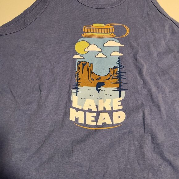 Lake Mead Tank Top Blue Hanes Comfort Wash Graphic Print Mens Medium NEW NWT - Picture 3 of 10